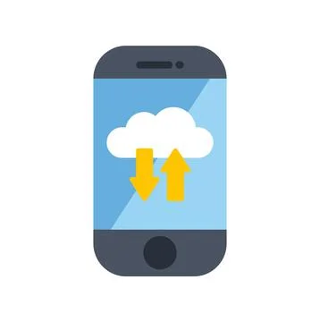 Smartphone syncing data with cloud storage service イラスト素材
