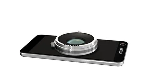 Smartphone with system camera lens - smartphone film and photo concept Illustrazione stock