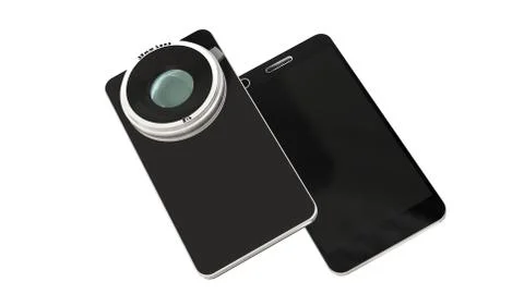 Smartphone with system camera lens - smartphone film and photo concept Illustrazione stock