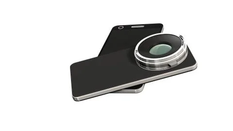 Smartphone with system camera lens - smartphone film and photo concept Illustrazione stock