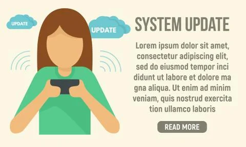 Smartphone system update concept banner, flat style Stock Illustration