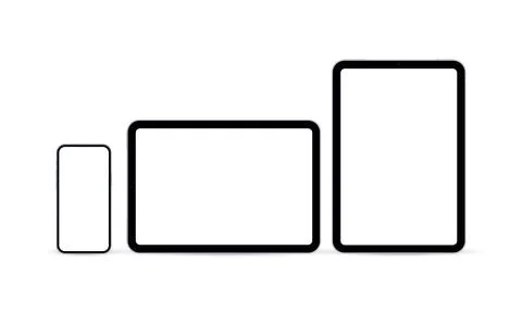 Smartphone with Tablet Computers Horizontal and Vertical Mockup Stock Illustration