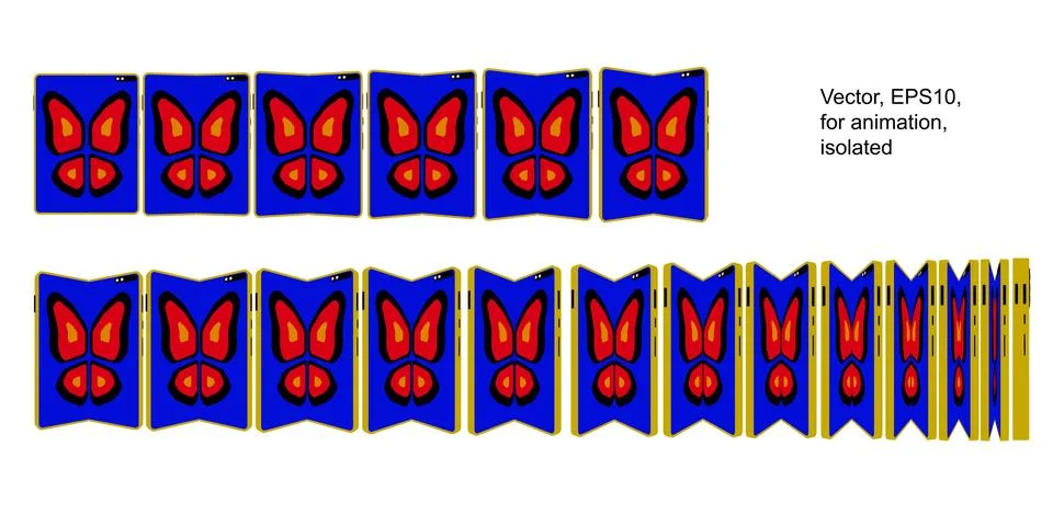 SmartPhone Tablet with Foldable Screen with butterfly. Illustrazione stock