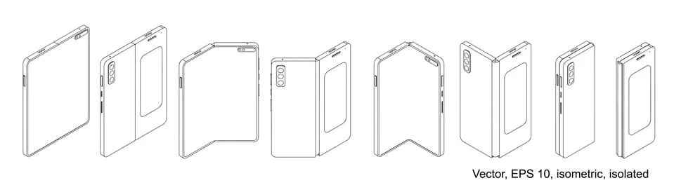 SmartPhone Tablet with Foldable Screen. Foldable smart phone. Stock Illustration