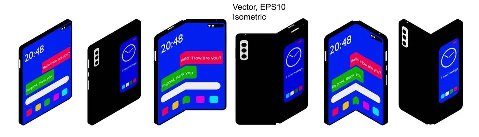 SmartPhone Tablet with Foldable Screen. Stock Illustration
