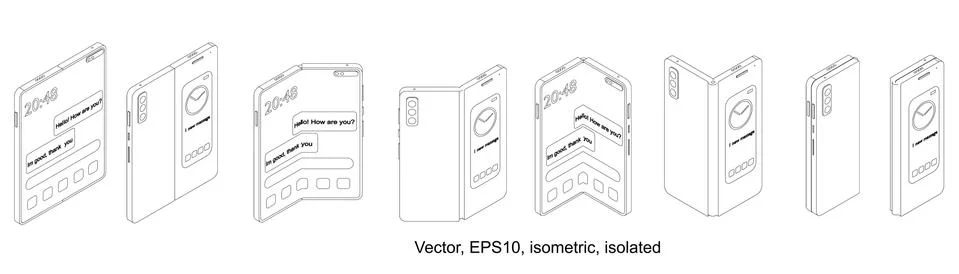 SmartPhone Tablet with Foldable Screen. Illustrazione stock