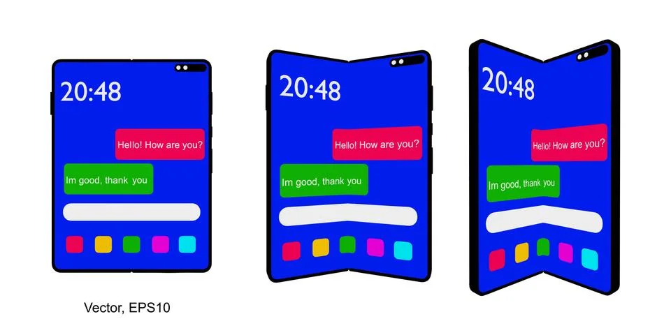 SmartPhone Tablet with Foldable Screen. Stock Illustration