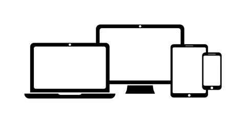 Smartphone, tablet, laptop and computer icon Stock Illustration