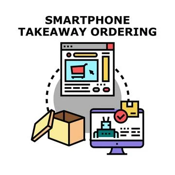 Smartphone takeaway ordering concept for online food delivery Stock Illustration