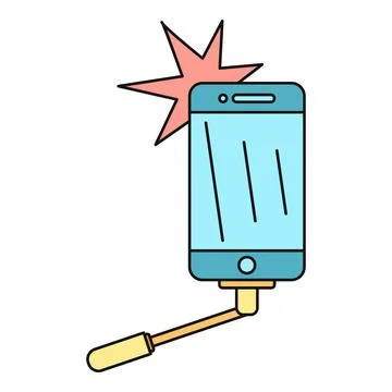 Smartphone taking selfie with flash light flat vector Stock Illustration