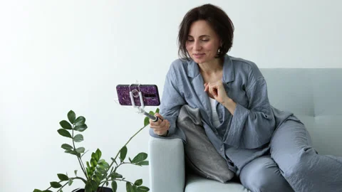 Smartphone talk by video call Stock Footage 196233013