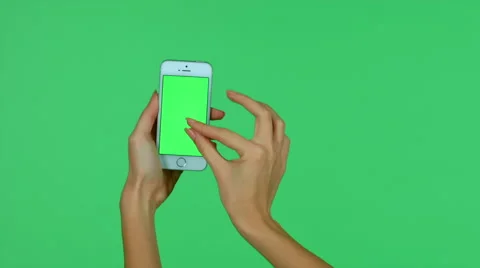 Smartphone tap, swipe, spread and pinch hand gestures on green screen HD Video stock 46364235