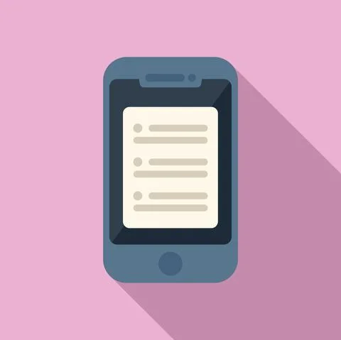 Smartphone task icon flat vector. Work report 스톡 일러스트