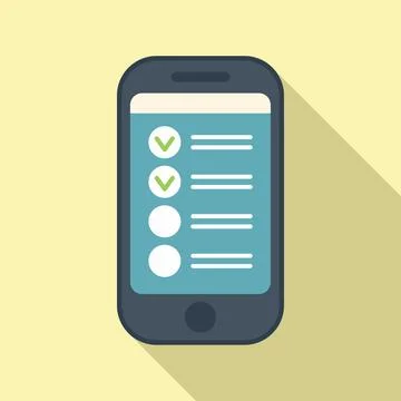 Smartphone task schedule icon flat vector. Person event Illustrazione stock