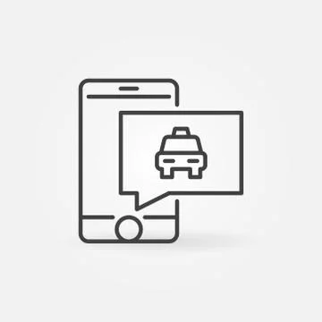 Smartphone with Taxi Speech Bubble vector concept outline icon Stock Illustration