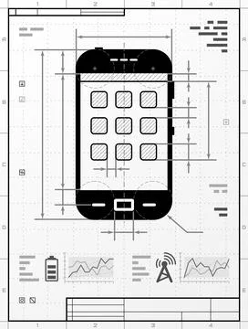 Smartphone as technical drawing Stock Illustration
