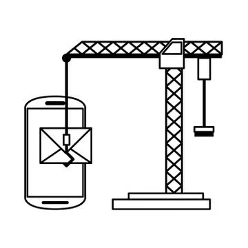 Smartphone technical support technology in black and white Stock Illustration