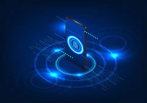 Smartphone technology background with fingerprint scanner It is a technolog.. 스톡 일러스트