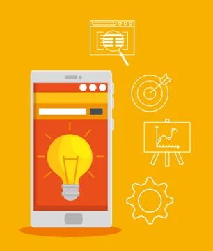 Smartphone technology with bulb idea and strategy Stock Illustration