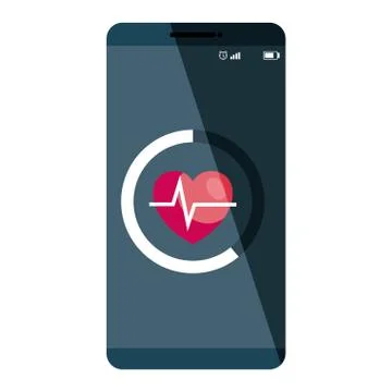 Smartphone technology with heart cardio application Stock Illustration