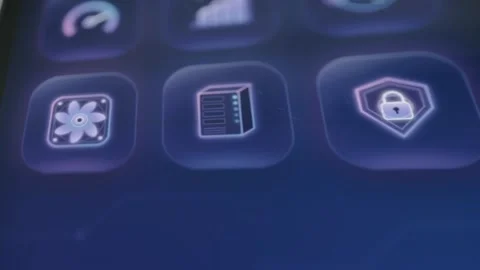 Smartphone technology interface groups a cooling fan Stock Footage 342487971