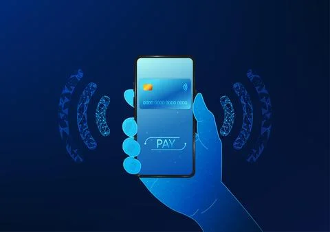 Smartphone technology with NFC scanning system for contactless mobile payme.. 스톡 일러스트