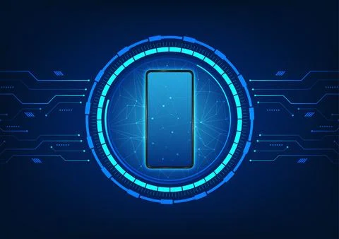 Smartphone technology placed on technology circle It is a vector mobile pho.. 스톡 일러스트