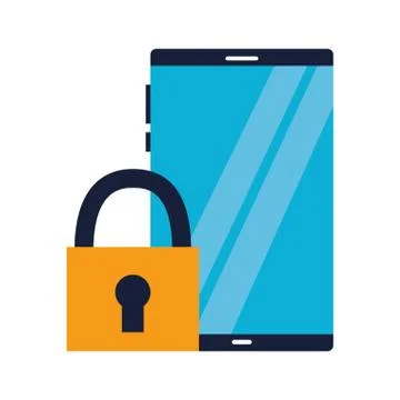 Smartphone technology security on white background Illustrazione stock