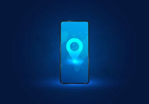 Smartphone technology shows a map of the world By using a network to receiv.. イラスト素材