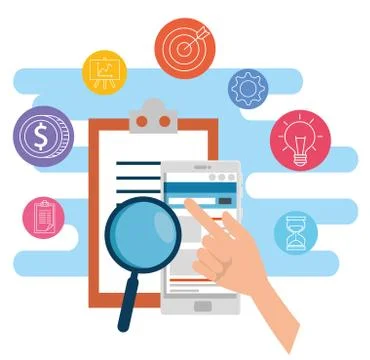 Smartphone technology with website and check list Illustrazione stock