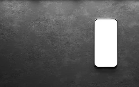 Smartphone template with white screen on a concrete table for your design. 3D Stock Illustration