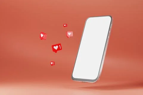 Smartphone template with white screen, like icons on a pink background for yo Stock Illustration