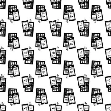 Smartphone terminal payment pattern seamless vector Stock Illustration