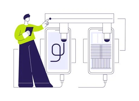 Smartphone testing abstract concept vector illustration. Stock Illustration