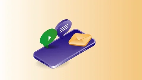 Smartphone Text Messaging and Mobile Productivity Task Management Animation Vídeo Stock 339321117