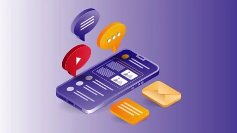 Smartphone Text Messaging and Mobile Productivity Task Management Animation Stock Footage 339321119