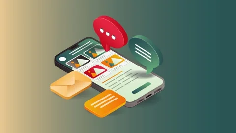 Smartphone Text Messaging and Mobile Productivity Task Management Animation 스톡 동영상 339321133
