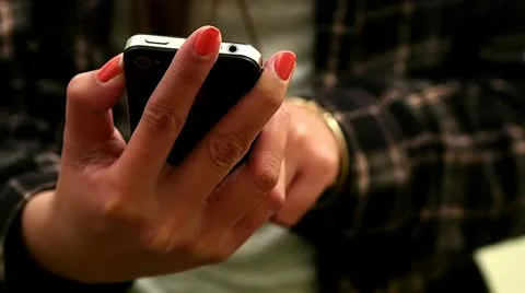 Smartphone Texting Woman Hands Stock Footage