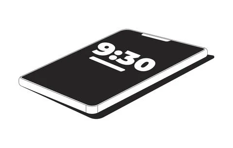Smartphone time display in perspective view 2D line object Stock Illustration