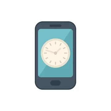 Smartphone timer icon flat vector. Clock project 스톡 일러스트