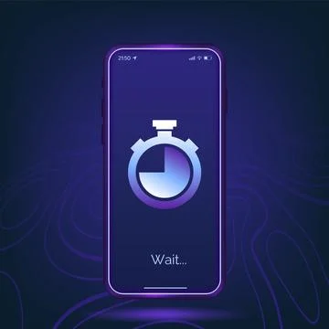 Smartphone timer. Phone screen interface. Digital stopwatch. Wait time. UI .. Stock Illustration