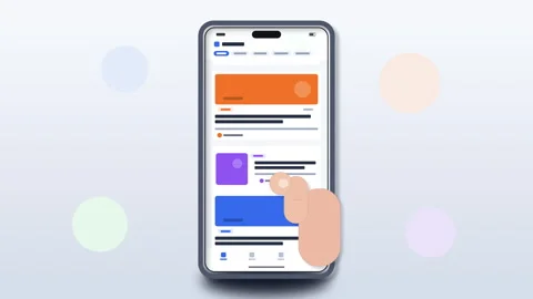 Smartphone touch gesture interaction mobile app scrolling animation Vidéo 346740568