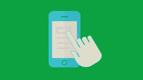 Smartphone touch screen animation with hand gesture on green screen backdrop Stock Footage 331127784