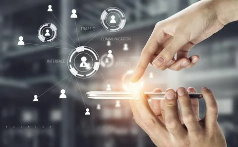 Smartphone Touchscreen with Digital Network Interface Stock Photos