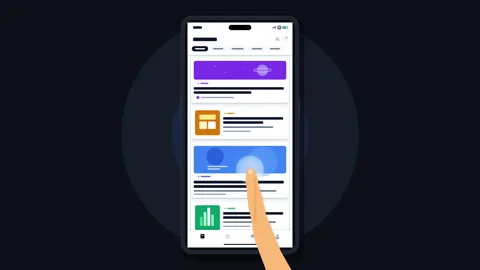 Smartphone touchscreen scrolling animation with finger interaction Vidéo 346740579