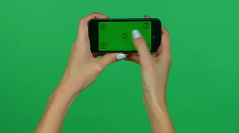 Smartphone touchscreen swipe hand gestures on green screen HD Video stock 46368395