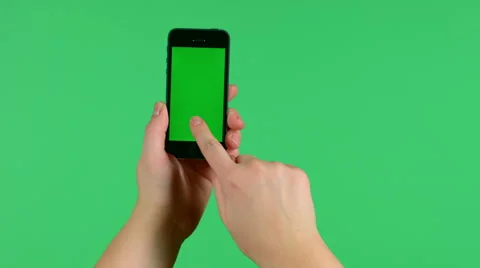 Smartphone touchscreen tap and swipe hand gestures on green screen HD Video stock 46362340