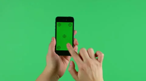 Smartphone touchscreen tap and swipe hand gestures on green screen HD Video stock 46366914