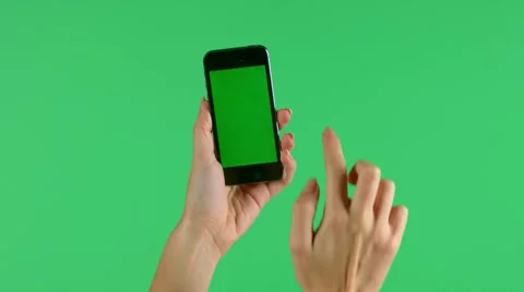 Smartphone touchscreen tap, swipe and spread hand gestures on green screen HD Stock Footage 46363493