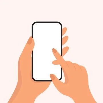 Smartphone Touchscreen Using Hand Blank Display Vector Illustration Stock Illustration
